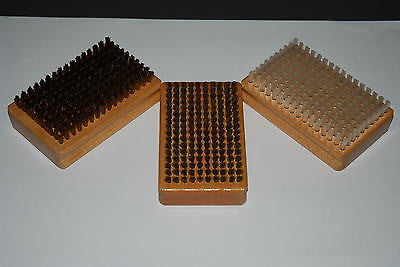 WAX BRUSHES set of 3 Rectangular wood base handles
